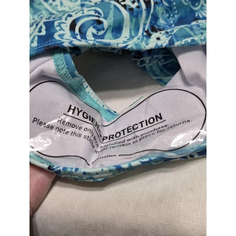 Aqua Eve One Piece Swimsuit Turquoise & Blue Pasley Print Woman's Size 18W